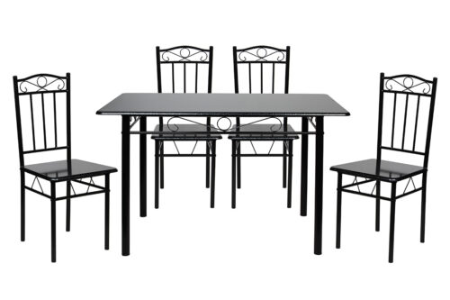 Σετ τραπεζαρίας 5 τεμ. 120Χ70Χ74 εκ. από μέταλλο και ξύλο χρώμα μαύρο